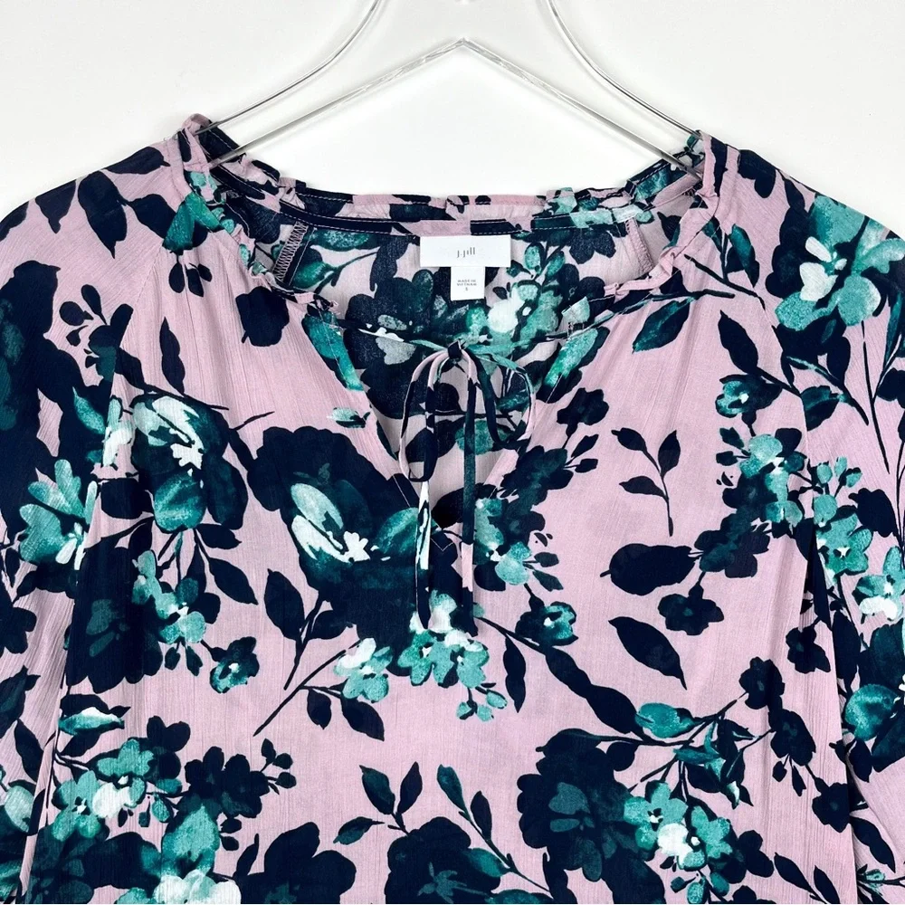 J. Jill Mauve Floral V Neck Rayon Beautiful Blooms Blouse Top